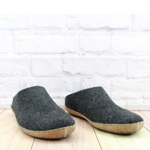 Glerups Unisex Black Wool Slip On Flexible Comfort Clog Slippers Size 10 - Picture 3 of 8